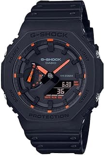 Casio GA-2100-1A4ER G-Shock Neon Accent Quartz Watch for Men, Black/Orange