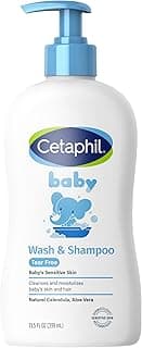 Cetaphil Baby Wash and Shampoo, With Organic Calendula and Aloe Vera, Tear Free, Colorant and Mineral Oil Free, Hypoallergenic, Unscented, 400ml