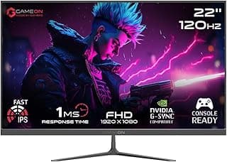 GAMEON 22” IPS Gaming Monitor – FHD 1920x1080, 120Hz, 0.5ms MPRT, FreeSync G-Sync, HDMI 2.1 Port, Ultra-Slim Design, PS5 Compatible, Console & PC Gaming Ready, GOES22FHD120IPS - Black
