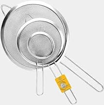 Sieves and Strainers Set - Metal Sieve Stainless Steel, Fine Mesh Strainer | Pack of 3 Kitchen Mesh, Sive Cooking, Flour for Baking Rust Free Seive, Dishwasher Safe SIV, Colander