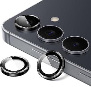 JETech Camera Lens Protector for Samsung Galaxy S25 FE, 9H Tempered Glass Metal Individual Ring Cover, HD Clear, 1 Set (Black)