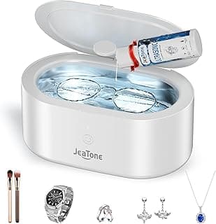 JeaTone Ultrasonic Jewelry Cleaner Machine, JeaTone 20oz 46KHz Professional Ring Cleaner with 304 Stainless Steel Tank for All Jewelry, Eyeglasses, Watch Strap