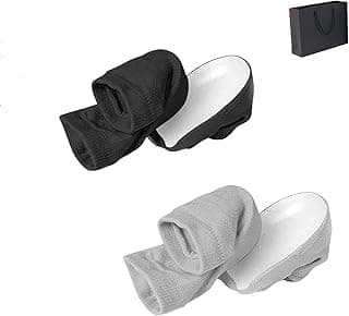 2PCSHeight Max Socks,Invisible Shoe Lift Heel Pads,Height Increase Socks,Half Height Increase Insoles, Height Increase Socks for Women Men.(Black and Gray)