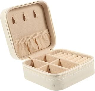 Portable Jewelry Box Travel Organizer Case with Lid Compact Design Lightweight PU Jewelry Storage Box for Men and Women for Trips and Daily Use