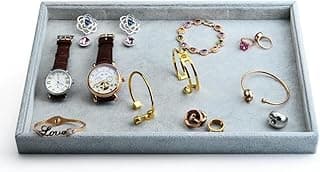 ALCOACH ALCOACH Velvet Jewelry Display Tray 1.3" Deep Stackable Jewelry Drawer Organizer (Empty Tray For rings)
