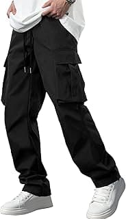Comdecevis mens Comdecevis Men's Casual Cargo Pants Workout Joggers Stretch Sweatpants Hiking Drawstring Tactical Pants With Multi Pockets Casual Pants (pack of 1)