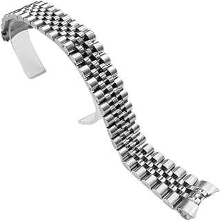 hengfento2 Jubilee Watch Band Bracelet Replacement For Rolex Watch With Hidden Clasp Solid Link Glossy steel color 20mm