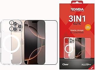 Xonda Elite 3 In 1 Magsafe Case, Screen Protector and Camera Lens for iPhone 16 Pro, Clear