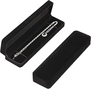 SYOSI Long Velvet Jewelry Chain Necklace Gift Box Set, Bracelet Storage Case, Jewelry Display Box for Wedding, Engagement, Proposal, Birthday and Anniversary 1 Piece (Black)
