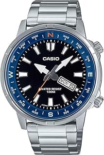 Casio Collection Male Wristwatch - Quartz Casual Stainless steel Band and case Grey Analog Black Dial - MTD-130D-1A2