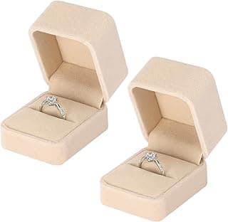 ASKIND 2 Pcs Velvet Ring Gift Box, Small Ring Storage Boxes for Proposal Wedding Engagement Valentine's Day, Ring Earrings Stud Holder Display box for Woman Girl