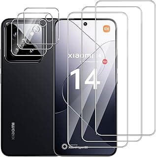 [3+3 Pack] Screen Protector for Xiaomi 14 with Camera Lens Protector,HD Clear Tempered Glass Film,9H Hardness,Scratch Resistant