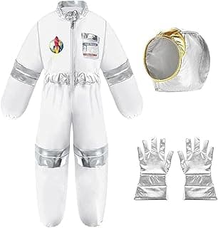 Children Astronaut Costume,Boys and Girls Astronaut Costume for Pretend Play,Kids Space Jumpsuit Space Pretend Dress Up Role Play Set for Kids Cosplay Ages 3-10