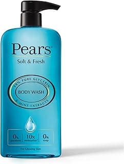 Pears Soft & Fresh Mint Body Wash Gently Cleanses Skin With Mint Extracts, 500ml | Soap-Free And pH Balanced Formula With 10X moisturizers | Gentle Shower Gel Intense Moisture
