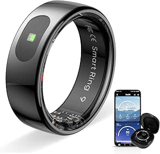 Smart Ring for Men & Women - Electronic Tasbih, Heart Rate/Sleep Monitoring, 5ATM Waterproof, Touch Control,Long Battery Live, No Subscription, iOS/Android(Black, #11)