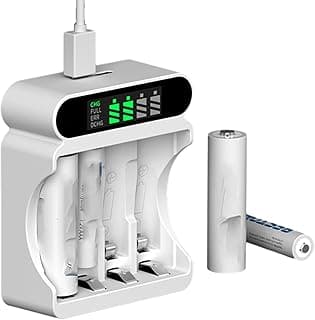 LinJie Battery Charger,Universal Battery Charger,4 Slots,USB Charging Available,Suitable For Number 5 and 7 of Nickel Hydrogen Battery Rechargeable Batteries,Intelligent Detection Technology