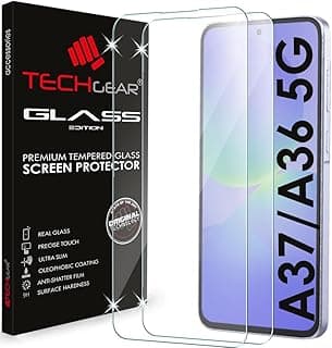 TECHGEAR Pack of 2 Glass Screen Protectors Compatible with Samsung Galaxy A36 5G / A36 4G, Tempered Glass Screen Protector Cover [9H Hardness] [Crystal Clarity] [Scratch-Resistant] [No Bubble]