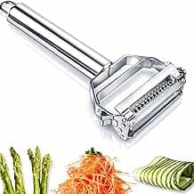Julienne Peeler, Stainless Steel Vegetable Julienne Cutter and Fruit Slicer, Dual Blade Multifunction Potato Peeler