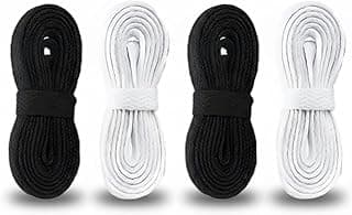 Flat Shoelaces 4 Pairs Athletic Shoe Laces for Running, Walking, Sneakers Boots Strong No Tie Laces