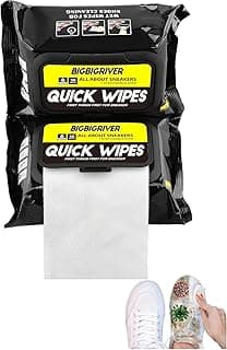 2 Pack 60 Pcs Shoe Sneaker Wipes Cleaner Quick Wipes Disposable Travel Portable Removes Dirt, Stains, Large.