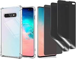 3 Pack for Samsung S10+ Privacy Screen Protector with Clear Phone Case, Ultra-Thin Flexible TPU Film, Anti-spy Soft Screen Replacement, Anti-peep Screen Protector Film for Samsung S10+