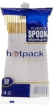 Hotpack Disposable Plastic Dessert Spoon, White - 50Pcs