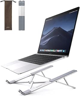 UGREEN Laptop Stand for Desk Aluminum Alloy Adjustable Laptop Holder Ergonomic Portable Foldable Lightweight Notebook Stand for Desk Compatible with MacBook Pro Macbook Air Chromebook Matebook etc