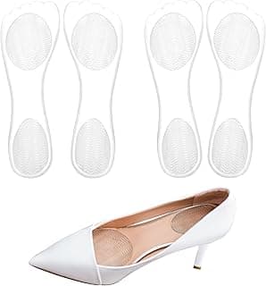 2 Pairs of Inserts for High Heels, 3/4 Gel Cushion Insoles for Women Non-S ding Adhesive Shoe Pads Comfortable Dress Shoe Insoles for High Heels for Sandals Flats Boots Pumps(Clear)