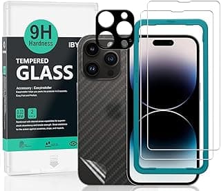 Ibywind Screen Protector Compatible With iPhone 15 Pro 5G,with 2Pcs Tempered Glass,1Pc Camera Lens Protector,1Pc Backing Carbon Fiber Film[Fingerprint Reader,Easy to install,Ultra-Clear,Case Friendly]