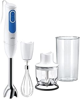 Braun MultiQuick 3, Hand Blender, Chopper, Mixer, Splash Control, MQ3025WH/SPAGHETTI, White / Blue