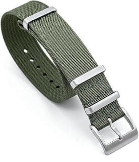 Buckle & Stitch Ribbed Military Nylon Watch Straps | 20mm 22mm | Black Blue Grey Red Orange Yellow Khaki Green | Ridged Woven Fabric | Colourful Double Pass Band | Heavy Duty Brushed Stainless Steel Buckle & Fittings