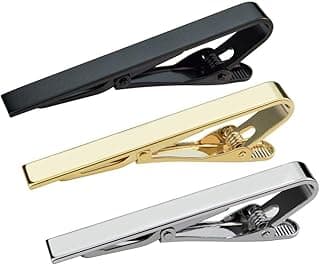 3pcs Tie Bar Clip, Tie Tack Pins Tie Clips for Men Silver Gold Black Necktie Bar Pinch Clip Set Metal Clasps Business Professional Fashion