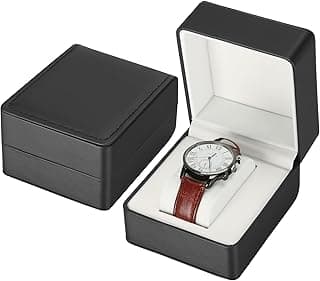 Joyzzz Joyzzz Pu Leather Watch Box, Compact Travel Case with Soft Removable Pillow, Portable Single Storage Holder for Men and Women, Protective Jewelry Display Organizer for Birthday Anniversary Gifts