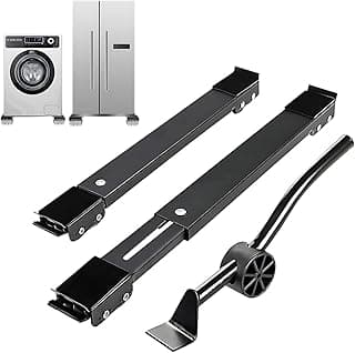 Washing Machine Base Stand Heavy Duty Mobile Base Extensible Appliance Roller Dolly Movable Refrigerator Base with Adjustable Length 24 Universal Lockable Wheel for Washer Dryer Dishwasher, Bear 300kg