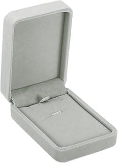 Velvet Necklace Box, Single Slot Vintage Jewelry Holder for Wedding Engagement Proposal Ceremony Anniversary Style 2, Gray