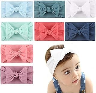 GoodTool 8PCS Nylon Headband Soft and Cute Toddler Headband Hair Accessories Styling Accessories Elastic Handmade Hair Accessories for Infants Newborn and Toddler Girls