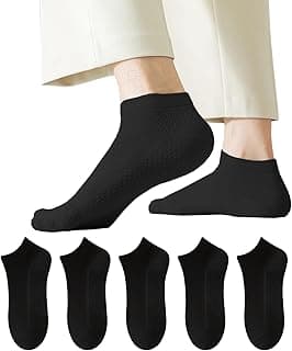 infino Men's Breathable Mesh Cotton Ankle Socks - 5 Pairs, Lightweight and Comfortable for Spring, Summer, and Fall