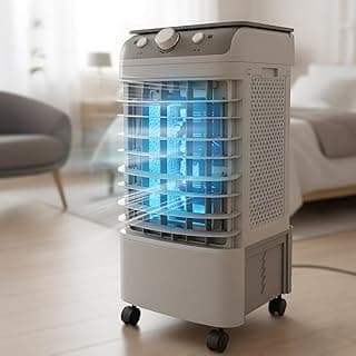 Portable Air Conditioner with 12L Large Water Tank 50W Portable Air Cooler with 3 Air Flow Levels and 3 Different Speeds with Wheels for Home Office