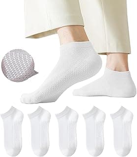 infino Men's Breathable Mesh Cotton Ankle Socks - 5 Pairs, Lightweight and Comfortable for Spring, Summer, and Fall