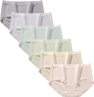 ZULY Cotton Women's Underwear 6-Pack with 7A Mulberry Silk Antibacterial Lining, Seamless Lightweight Comfort Fit Panties for Daily Wear, Invisible No Show Briefs in Assorted Colors