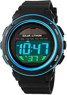 NALACAL Solar Energy Watch for Kids, 3-15 Year Old Boys,Digital Sport Outdoor Multifunctional Chronograph LED 50 M Waterproof Alarm Calendar Analog Watch for Children with Silicone Band for Boy Girl Children