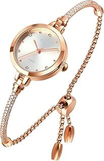 KASTWAVE Bracelet Watch for Women, Analog Quartz Watch Bling Rose Gold Watches, Waterproof Casual Watch with Glitter Diamonds Bracelet for Girls Wife Gifts