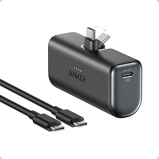 Anker Nano Power Bank, Mini Portable Charger with Built-In Foldable USB-C Connector, 5,000mAh Battery Pack 22.5W, For iPhone 16/15 Series, Samsung, Huawei, iPad, AirPods, Xiaomi and More (Black)