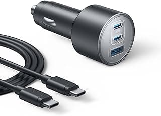Anker Car Charger, 167.5W Max 3-Port Car Charger Adapter, USB-C Car Adapter for MacBook Pro/Air, iPhone 17/16/15 Series, Samsung S25/S24/S23, Huawei, Honor and More(USB-C to C Cable Included)