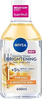 NIVEA Brightening Micellar Water, Our 1st Serum-Infused Micellar Water, Cleanses, Brightens & Removes Make Up, Infused with Vitamins C & E, For Dull & Sensitive skin, 400ml