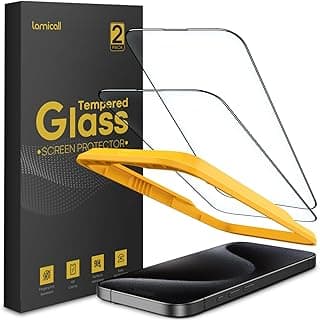 Lamicall for iPhone 16 Pro Screen Protector - [0 Bubbles, Easy Alignment Frame] Full Coverage, 9H Tempered Glass, HD Ultra Clear, Fingerprint Resistant, for iPhone 16 Pro Tempered Glass - 2 Pack