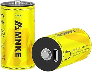 VENNERLI 2PCS Rechargeable Lithium C Batteries with USB-C Cable Fast Charging Battery 1.5V 7400mWh High-Capacity 1000+ Cycles Ultra-Long Lasting Time Durable Cycle Smart Charging LED Indicator