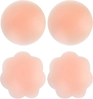2 Pairs Reusable Silicone Nipple Cover Invisible Self Adhesive Silicone Breast Pads Breathable, One Size