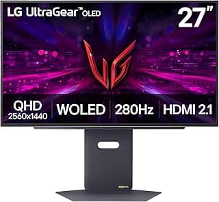 LG 27-inch Ultragear QHD Gaming Monitor, 280Hz, OLED Display, 0.03ms Response Time, NVIDIA G-Sync, AMD FreeSync Premium Pro, DisplayHDR TrueBlack500, HDMI 2.1, Black