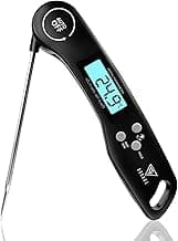 DOQAUS Digital Meat Thermometer, Instant Read Food Thermometer with Backlight LCD Screen, Foldable Long Probe & Auto On/Off, Meat Thermometer Probe for Kitchen, BBQ, Water, Milk, Cooking Food (Black)